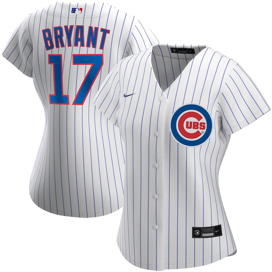 Womens Chicago Cubs 17 Kris Bryant Nike White Home Replica Player MLB Jerseys